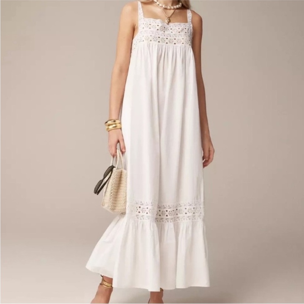 J. Crew White Eyelet Midi Dress